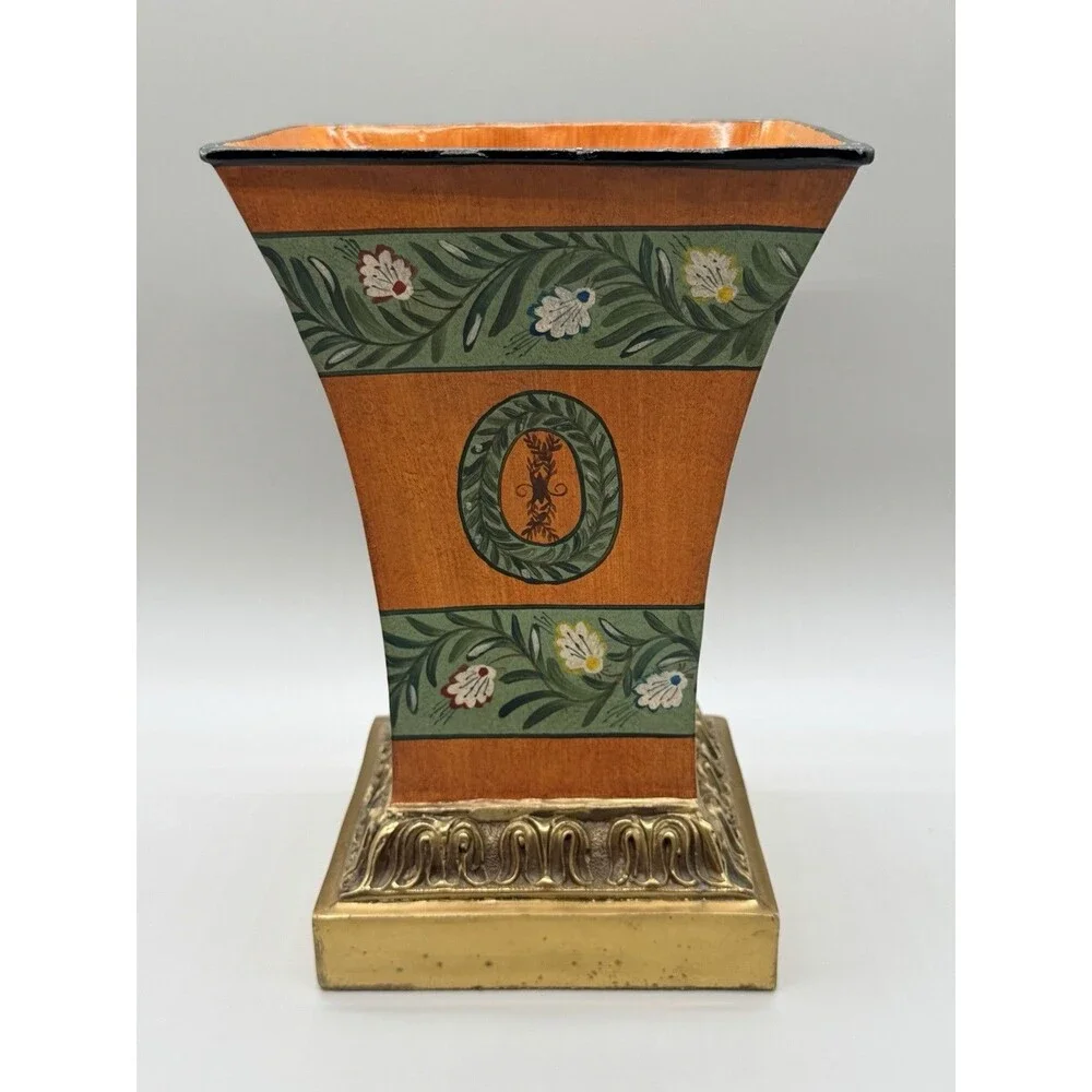 VTG Maitland-Smith Metal Urn Vase Brass Base Regency Neoclassical Cachepot 9